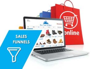 This image shows the sales page for an online shop and three shopping bags. This article is about how to write and create converting sales pages for an obline business.