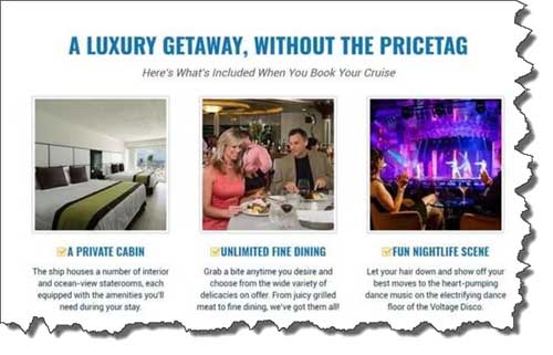 An image that reads A luxury getaway without the pricetag with 3 images of a hotel setting