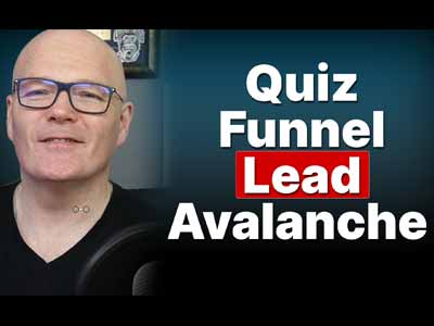 A smiling John McLauchlanand the words Quiz Funnel Lead Avalanche next to it.