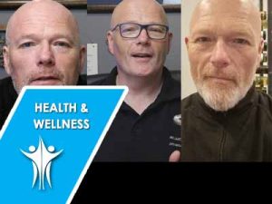 Three head shot images of a man called John McLauchlan on a health and wellness journey